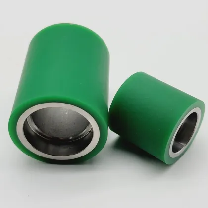 conveyor rollers production line rubber coated idler rollers