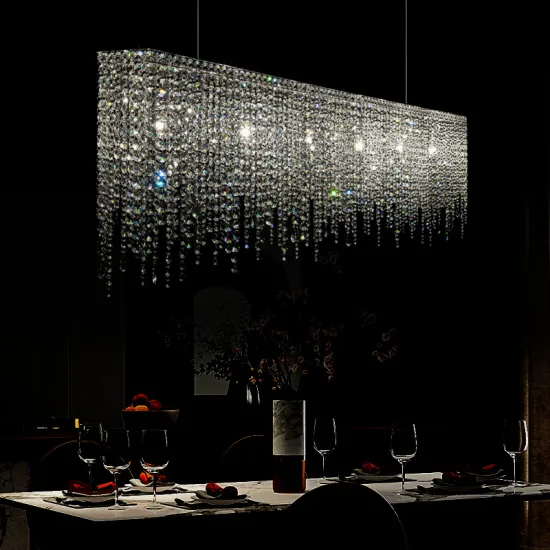 Romantic Luxury Crystal Linear Pendant Light for Living Room