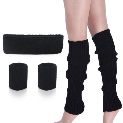 Women 80s Leg warmers Running Headband Wristbands