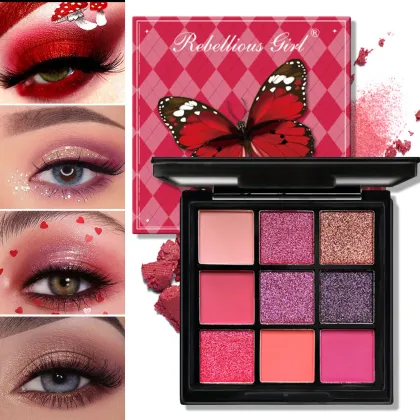 Huda Beauty Matte Pearl Glitter Earth Tones Eyeshadow Palette - Rebellious Girl