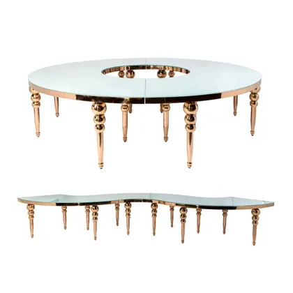 Modern High-Quality Glass Top S Shape Wedding Dining Table