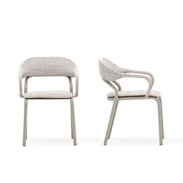 Modern White Outdoor Metal Steel Aluminum Dining Chairs - Cafe Chair