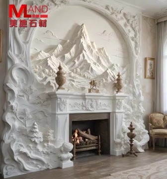 Mantel di camino in marmo bianco progettato su misura di lusso