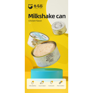 lanche de gatos podem alimentar o sabor de frango com jarra de milk -shake de comida