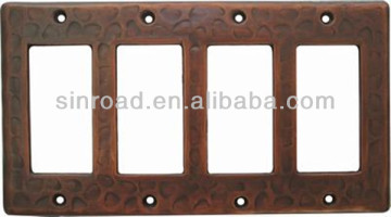 Quadruple Hammered Copper Switch Plate