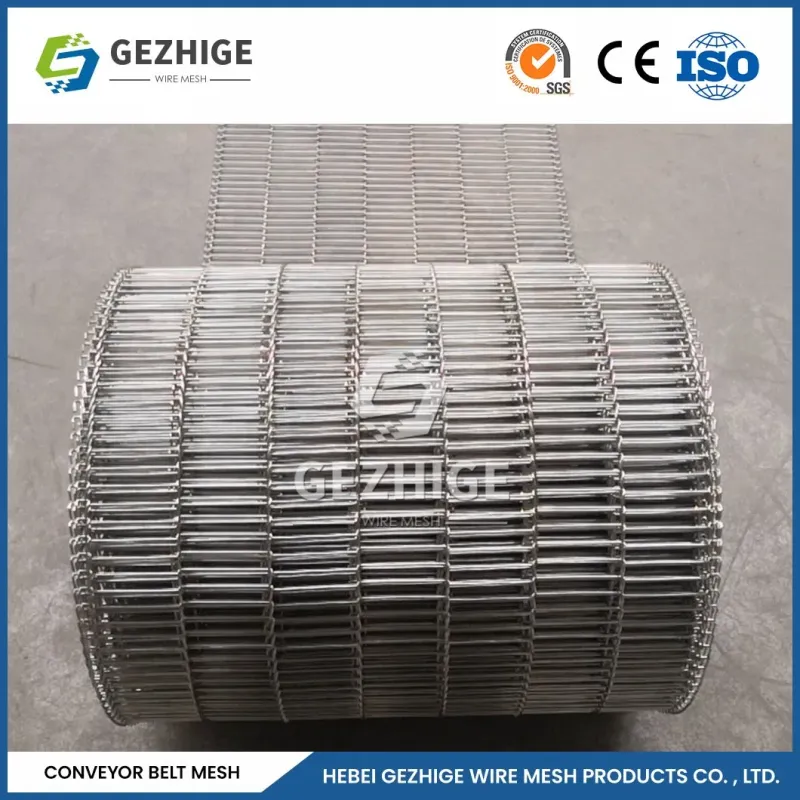 Gezhige High Temperature Stainless Steel SUS304 Flat Flex Wire Mesh Belt Conveyor