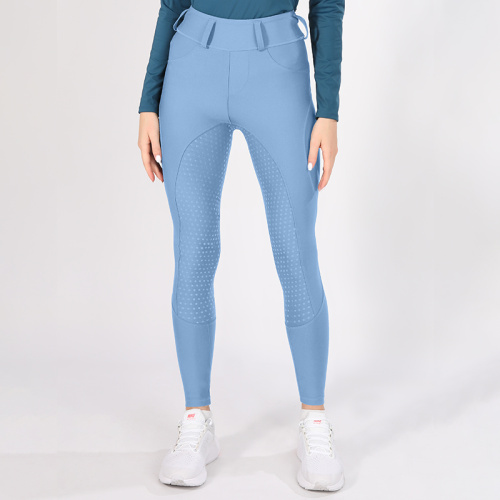 Light Blue Women Spandex Equestrian Breeches With Pocket