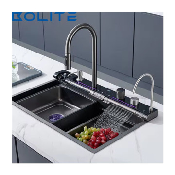 304 Rondella di tazza automatica in acciaio inossidabile con display digitale e lavello da cucina a doppia cascata