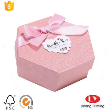 Caja de regalo de cartón hexagonal personalizada con cinta