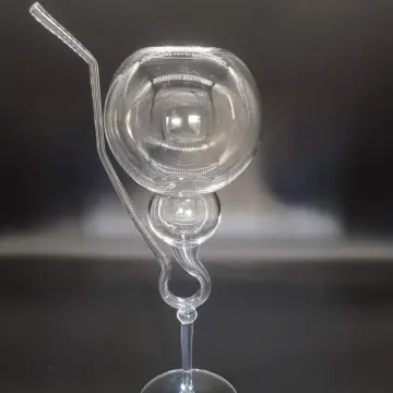 custom balloon shape wine glass goblet with straw