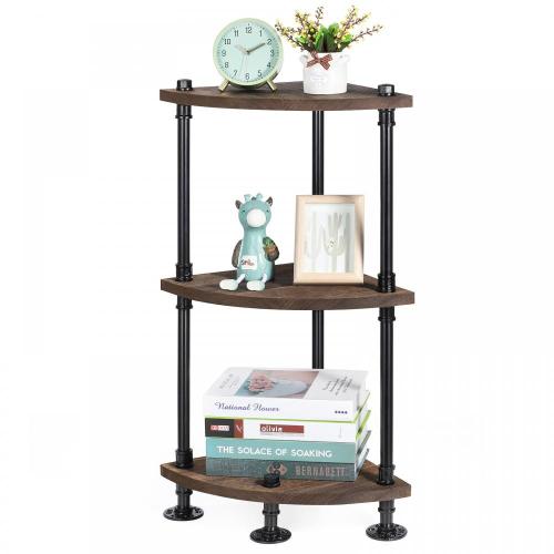 3 Layers Industrial Wooden Corner Side Table