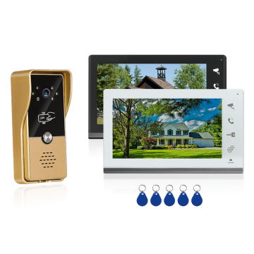Sistema de intercomunicador de video con cable de 7 pulgadas con desbloqueo RFID y visión nocturna para el hogar