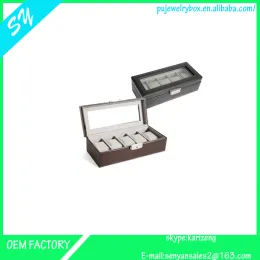 High quanlity black luxury leather watch pckaging box