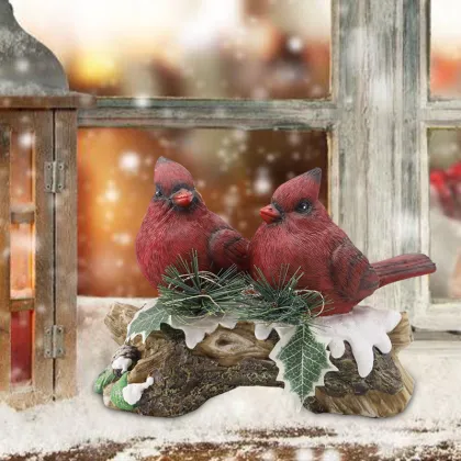 Red Bird Cardinal Solar Lights - Home Decor & Outdoor Christmas Decor