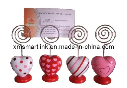 Valentine′s Heart Clip Holder, Metal Message Clip, Business Card Holder