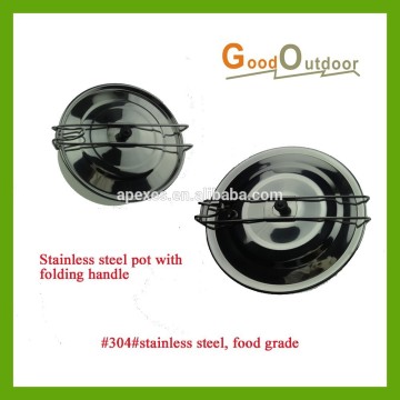 CK02-68 Folding Handle Camping Stainless Steel pot