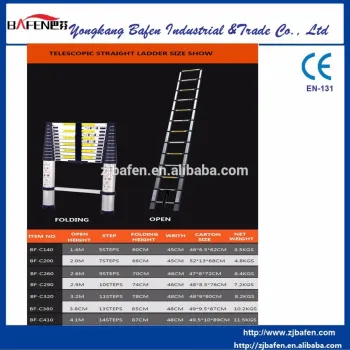 Sell 4.1m light weight straight Telescopic Ladder with aluminum bar