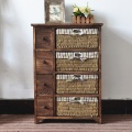 Chest Of Drawers 4 Tier Wood Cabinet With Drawers Rattan Basket Manufactory