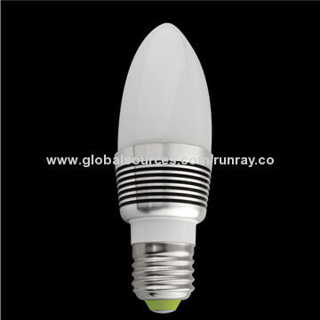 3W LED Candle, 85-265V AC/12V DC Input Voltage, Aluminum Material, 80-110lm/W, CE MarkNew