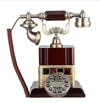 Wooden retro landline telephones with Caller ID