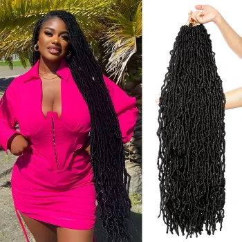 Rebir Wholesale Gypsy Locs: Wavy Soft Red Crochet Faux Locs - 36 Inch