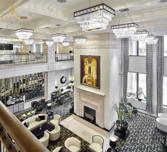 Modern 3 tier led square glass chandelier ceiling light