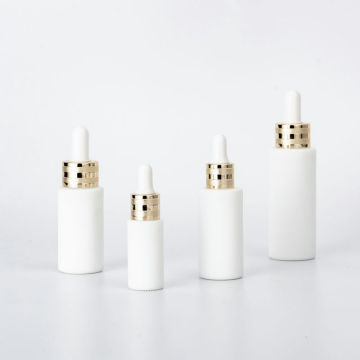 Cosmetic White Golden Collar Dropper Glass Bottles for Serum