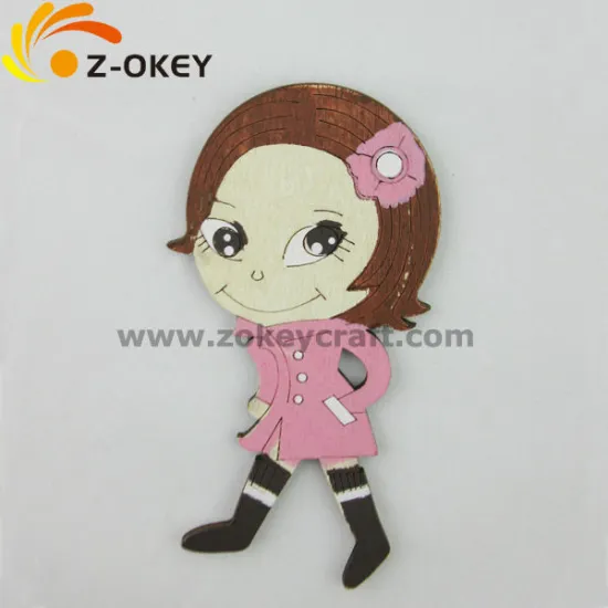 latest style Wood silk screen printing fridge magnet with girl shape