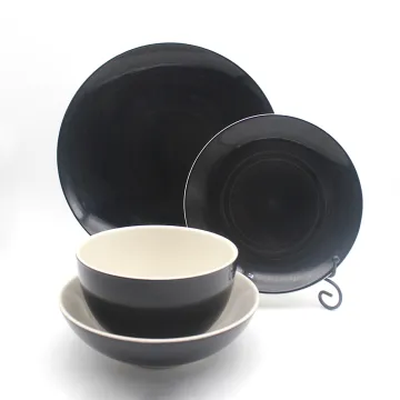 High Quality Beauty Glazed Black Ceramic Plates Dinnerware