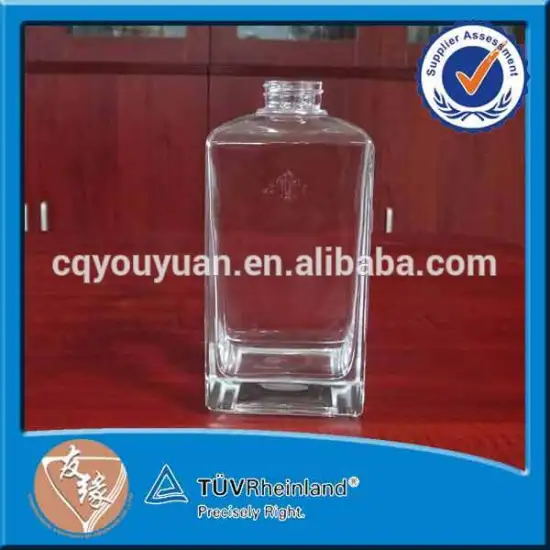 high end brandy whisky 40cl embossed custom logo glass material liquor bottle bottles of glass for liquors