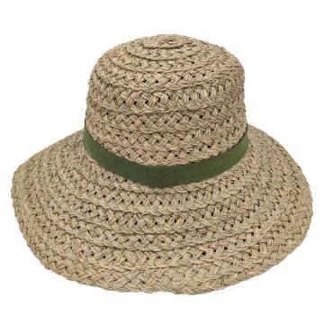 Natural Seagrass bucket hat with band