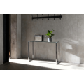 Mesa de consola de vidrio Slimline con marco de acero inoxidable