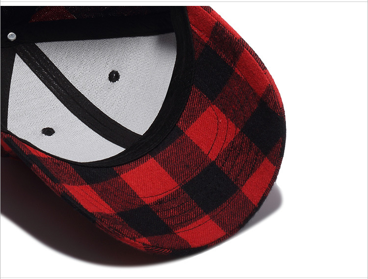 Cotton black and red checkered cap baseball cap (7)