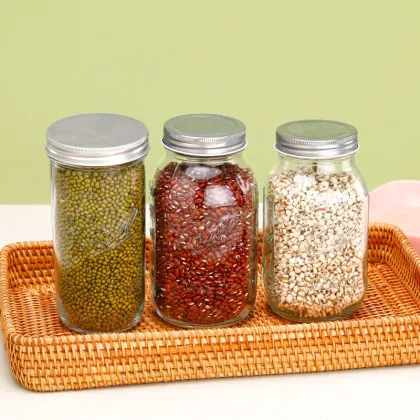 Clear Glass Mason Jar - Airtight Food Storage