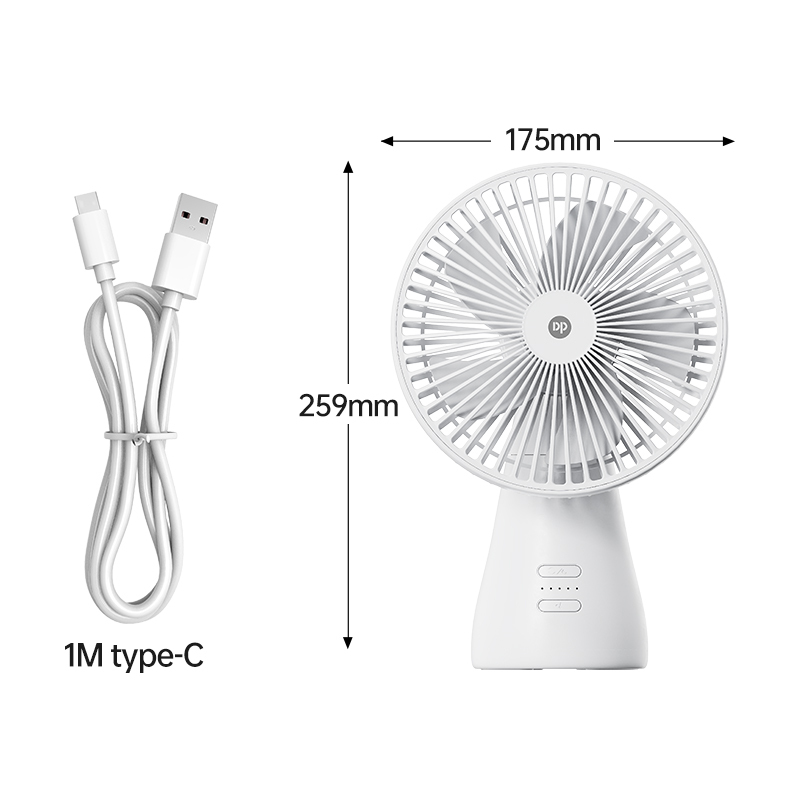 Rotatable Brushless Rechargeable Mini Desk Fan LED light