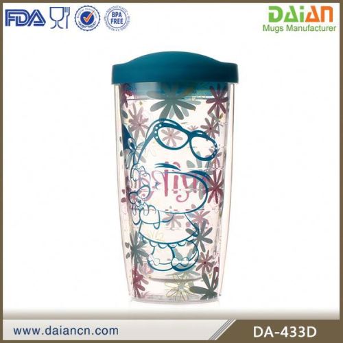 Hot Sale Pastic Double Wall Insulated Mug Without Handle