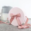 Ribbon Handle High Velvet Round Boxes for Flowers