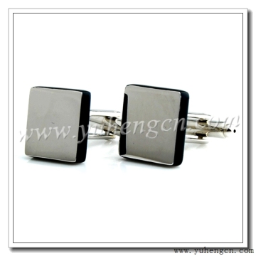 Blank Classic Black Enamel Cufflinks