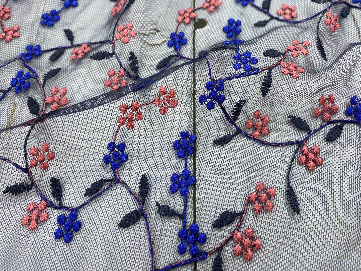 Garment Multicolor  Inflorescence Embroidery On Nylon Mesh
