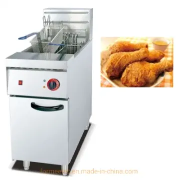 Vertical Electric Fryer 2-Tank 4-Basket 28L*2 Floor Standing Cabinet Electric Fryer