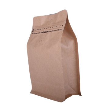 Bolso de café con cremallera de bolsillo de caja Kraft natural