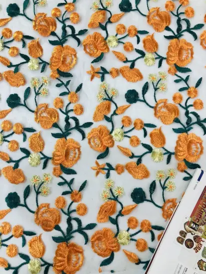 All kinds of flowers embroidered nylon mesh