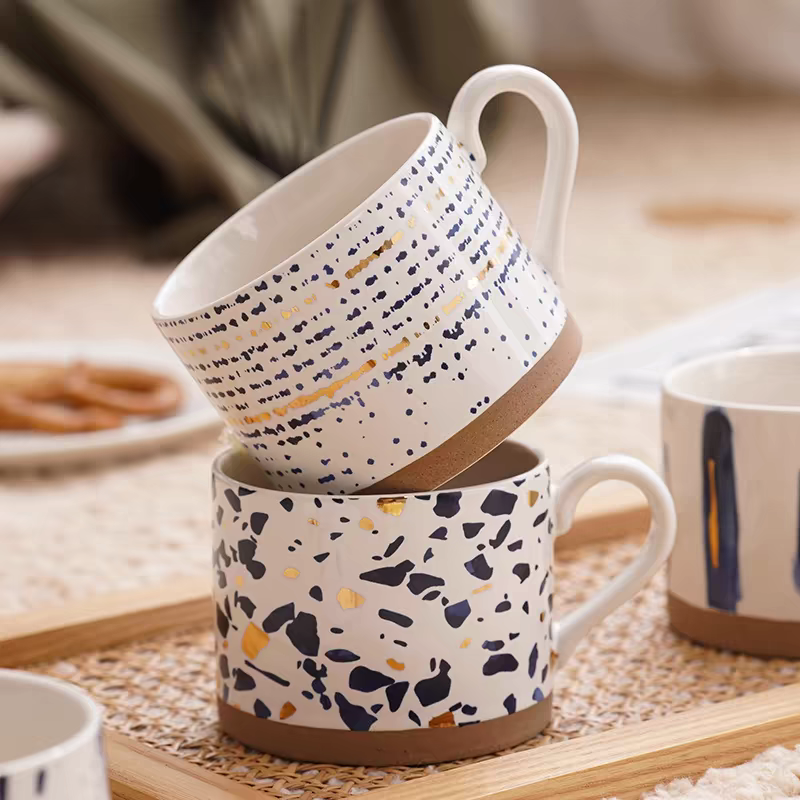 Abstract - Patterned Ceramic Mugs Set