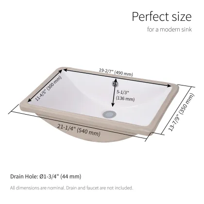 Ceramic Undercounter Basin for Luxury Hotels