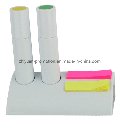 Item H036 Promotional Plastic 2 in 1 Highlighter Pen with Sticky Note