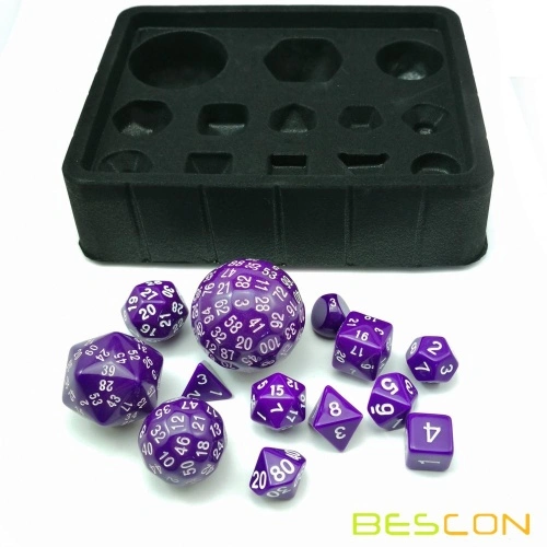 Bescon Super Glow In The Dark Polyhedral Dice Set - 13pcs Complete RPG Set With D3 To D100, Luminous