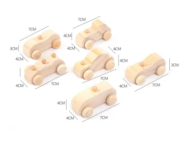 Customizable Funny Baby Toys: 6-Piece Unfinished Kids' Educational DIY Wood Car Kit for Drawing and Painting