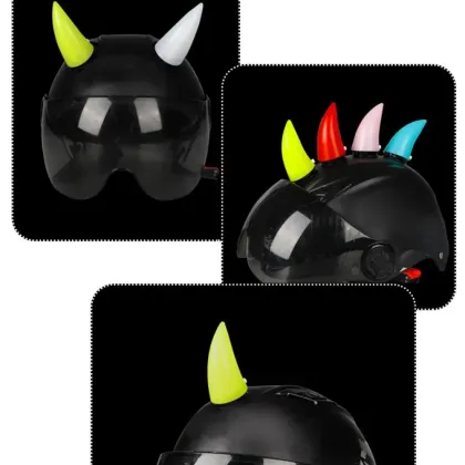 Halloween Motorcycle Helmet with Devil Horns and Luminous Decoration