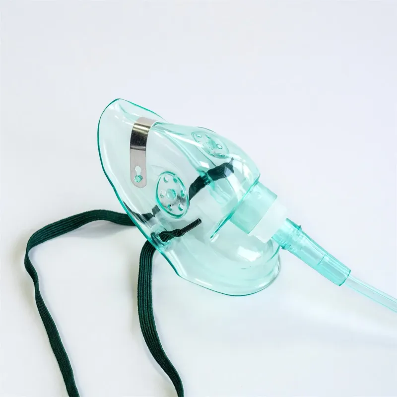 Medical Single Use Green/Transparent PVC Oxygen Facial Mask with 2m Tube