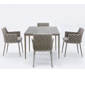 Nordic Outdoor Dining Chairs: PC Table and Rope Woven Furniture